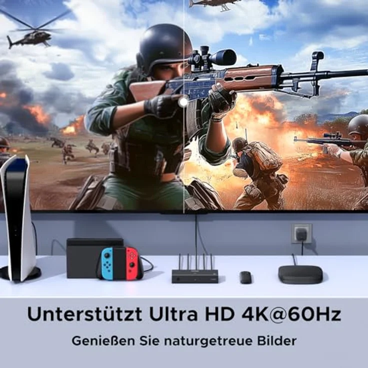 UGREEN HDMI Switch 3 in 1 Out, 4K@60Hz HDMI Splitter mit Fernbedienung, unterstützt HDR10+ und HDCP2.2, kompatibel mit PS5/4/3, Xbox, Blu-ray Player – Bild 3