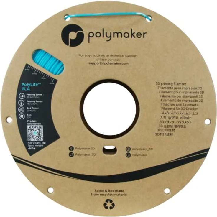 Polymaker PolyLite PLA 1.75 mm, 1000 g, blau, 3D Filament mit Jam-Free Technologie und hoher Hitzebeständigkeit bis 140 °C – Bild 7