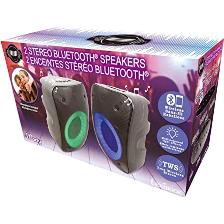 Lexibook iParty Stereo-Bluetooth-Lautsprecher mit mehrfarbigem Lichteffekt, 3 Stunden Akkulaufzeit, Bluetooth 5.0 – Bild 4