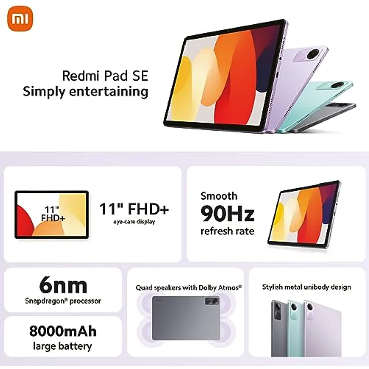 Xiaomi Redmi Pad SE Android Tablet, 11" FHD+Display, WiFi, 8000mAh Akku, MIUI 14, 4+128G(1TB TF), Vier Stereo-Lautsprecher mit Dolby Atmos, Graphite Gray (DE Version+2 Jahre Garantie) – Bild 5