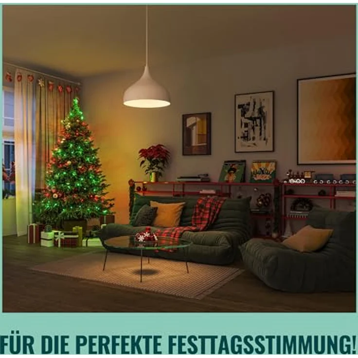 WiZ Fairy Lights 20m LED Lichterkette Outdoor, 160 LEDs, Kalt-Warmweiß & RGB, App-Steuerung, Musik-Sync, 16 Mio. Farben – Bild 2
