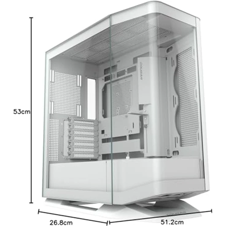 COUGAR FV270 Midi-Tower PC-Gehäuse, gehärtetes Glas, RGB-Beleuchtung, Weiß, für E-ATX-Motherboards – Bild 11