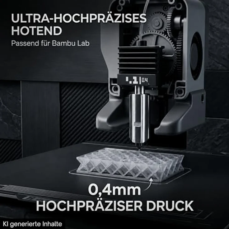 TronicXL Hotend 0,4mm Düse für Bambu Lab 3D Drucker, gehärteter Stahl, kompatibel mit PLA, PETG, ASA – Bild 6