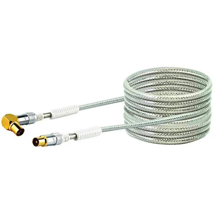 Schwaiger Premium Antennen Anschlusskabel 110 dB mit Ferritkern, 15,0m, transparent, IEC Stecker > 90° IEC Winkelbuchse, 4-Fach Schirmung, 75 Ohm, digital, HDTV, DVB-C-DVB-T2 – Bild 3