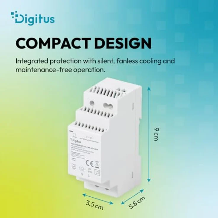 Digitus 12V / 2A / 24W Step-Shape DIN-Rail Netzteil, Slim Design für Server-Anwendungen, 90-264 V, 47/63 Hz – Bild 5