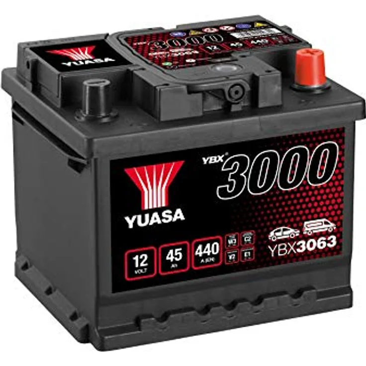 Yuasa SMF YBX3063 Autobatterie 45Ah, 12V mit 425A Kaltstartstrom, Poltyp T1