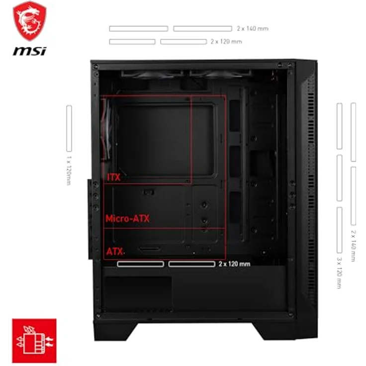 MSI PC-Gehäuse MSI Midi MAG Forge 120A Airflow, Gehärtetes Glas, ARGB-Lüfter, ATX Support – Bild 3
