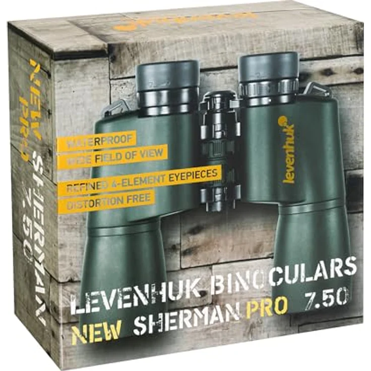 Levenhuk New Sherman PRO 7x50 Fernglas, lichtstark mit 7-facher Vergrößerung und 50mm Objektiven, wasserdicht IP67, olivgrün/schwarz – Bild 8