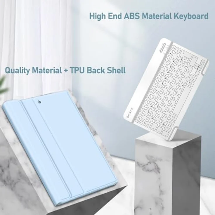 Fintie Tastatur Hülle für iPad 10.2 Zoll (9/8/ 7 Generation - 2021/2020/2019), Himmelblau - Schutzhülle mit TPU Rückschale, Pencil Halter und magnetisch Abnehmbarer Tastatur mit QWERTZ Layout – Bild 4