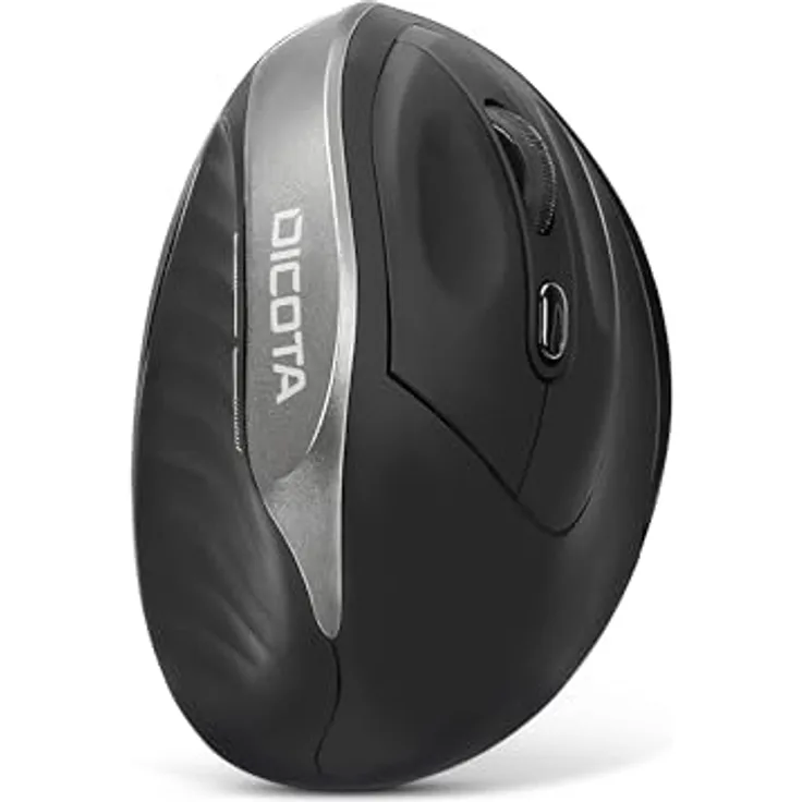 DICOTA Wireless Ergonomic Mouse Relax, Ergonomisches Design, 800/1200/1600 DPI, USB Plug & Play, Rechtshänder, 5 Tasten