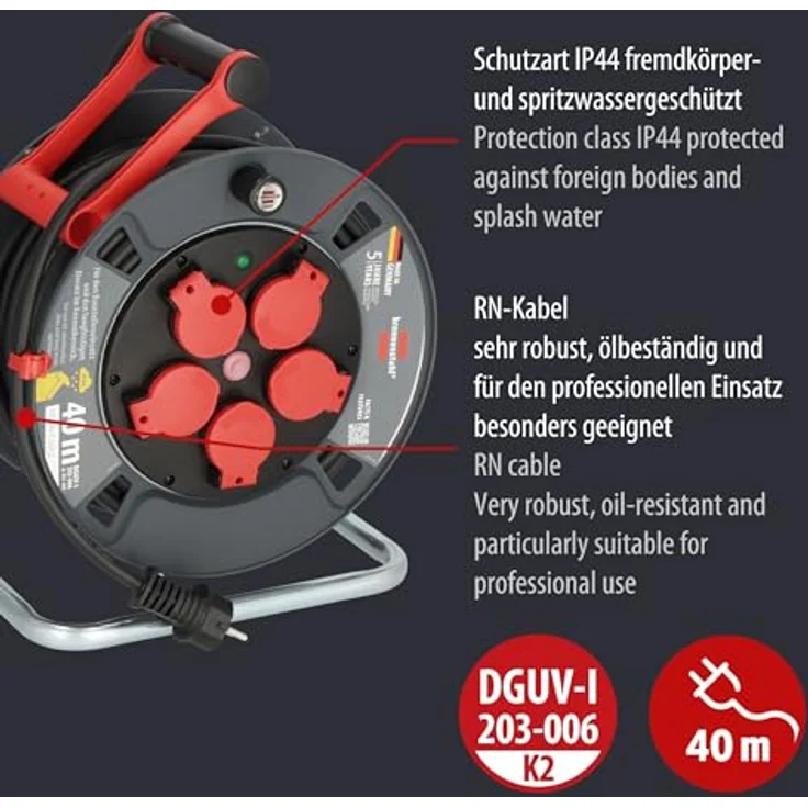 Brennenstuhl Professional Kabeltrommel 320 KU 4200 (40m Kabel in schwarz, Baustelleneinsatz, Made in Germany) - Preisvergleich – Bild 3