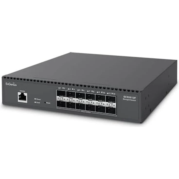 EnGenius ECS5512F, Managed Layer2+ Switch mit 12 Ports, 12x SFP+, 9,5" Half-Rack Aggregation, Schwarz – Bild 4