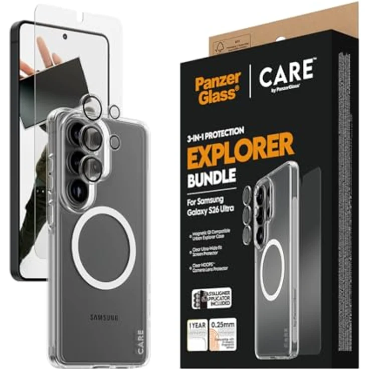 PanzerGlass Displayschutzglas für Samsung Galaxy S26 Ultra, Rand-zu-Rand Abdeckung, recyceltes Glas, inklusive Kameraobjektiv-Schutz und transparentem Case – Bild 6