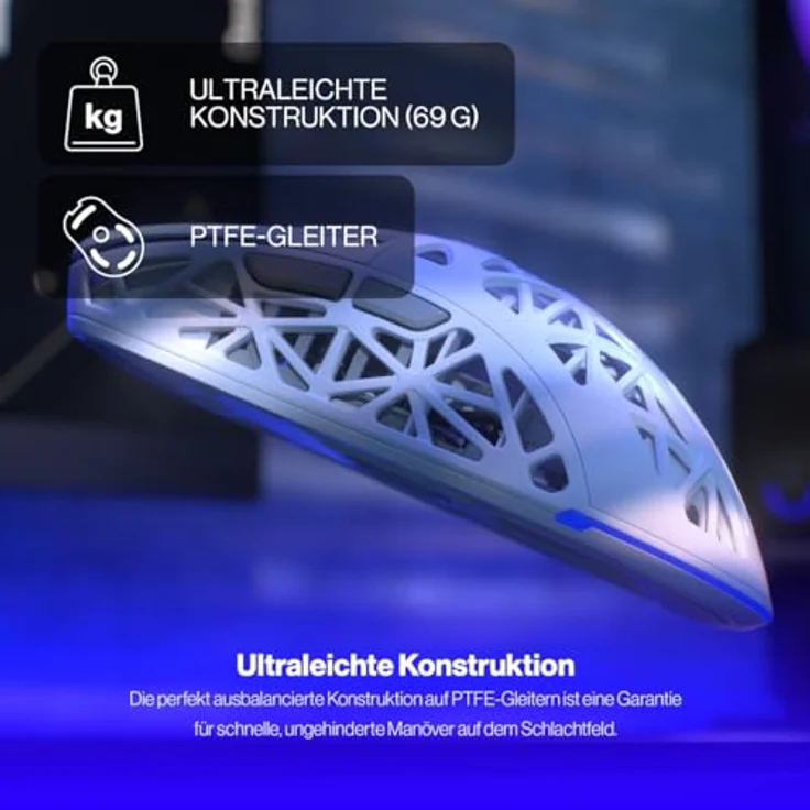 ENDORFY LIV Wireless Onyx White Gaming Maus, kabellos, Ultraleicht (69 g), 12.000 DPI, PixArt PAW3311, Kailh GM 4.0, 2.4GHz, BT, USB-A, ARGB-Hintergrundbeleuchtung – Bild 2