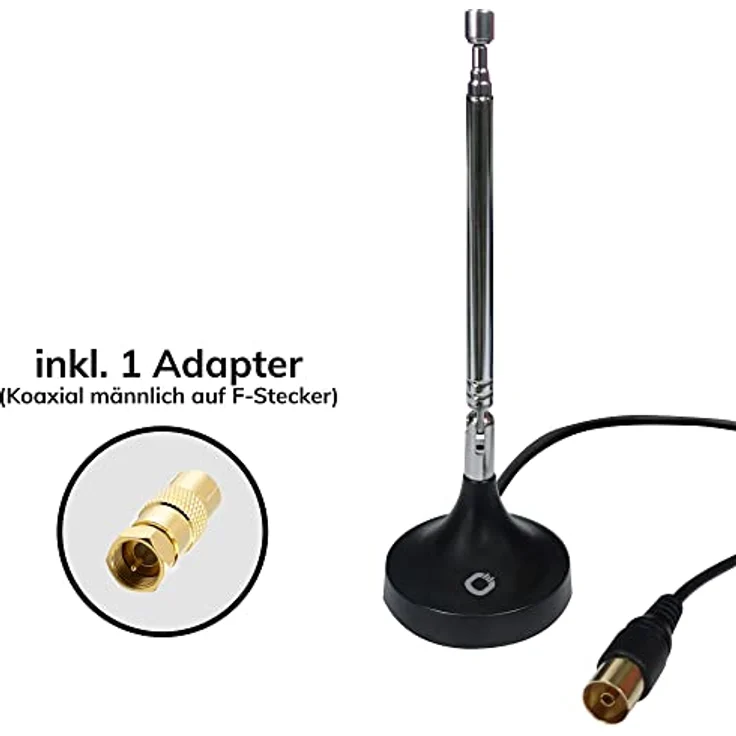 Oehlbach Radio Rod DAB+ Antenne | Radio Antenne für den Empfang von DAB+ und FM/UKW | Einfahrbare DAB Antenne mit Magnetfuß | Zimmerantenne inkl. Adapter auf F-Stecker | Schwarz – Bild 3