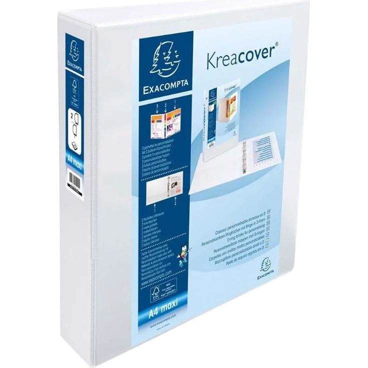 EXACOMPTA Aktenordner Exacompta Präsentationsringbuch mit 2 Ringen, Ring - Individuell gestaltbares Ringbuch für DIN A4 Dokumente, Ring-Ø 40 cm – Bild 1