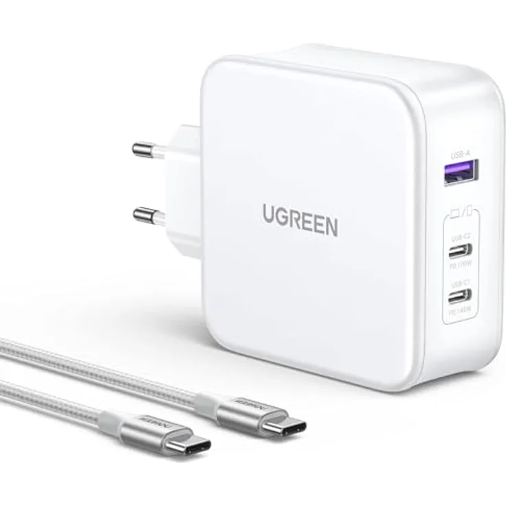 UGREEN Nexode USB-A+2*USB-C 140W GaN Tech. & USB-C Kabel 2m, weiß