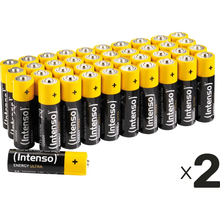 INTENSO Mignon-Batterie-Set Energy Ultra, AA LR06, 80 Stück, Alkaline Manganese, 1,5 V, 2600 mAh