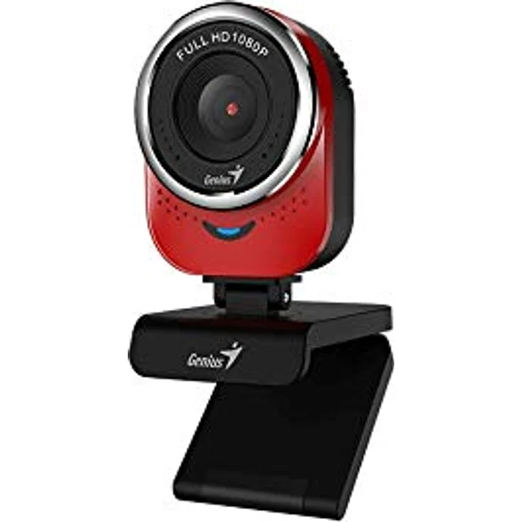 Genius Webcam QCam 6000, Full HD 1080p Webcam mit digitalem Mikrofon und 360-Grad-Drehung, Rot – Bild 6