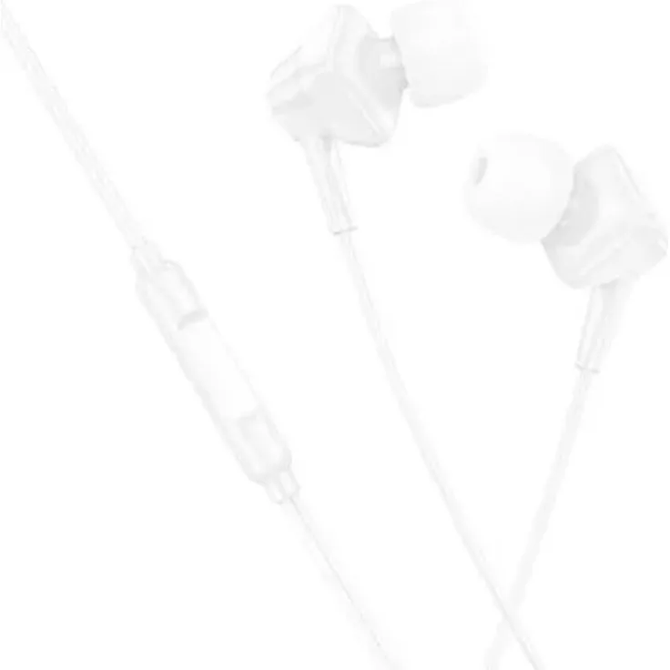 Hoco Kabelgebundene In-Ear Kopfhörer mit Mikrofon kompatibel mit iPhone 1,2 m Weiß