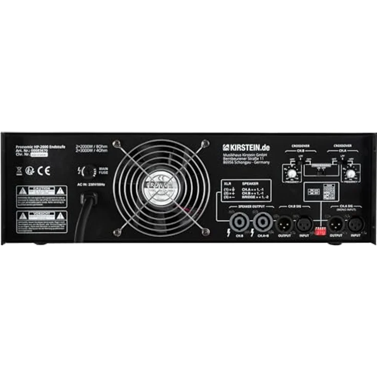 Pronomic HP-2000 Endstufe 2x 3000 Watt - Schwarz, PA-Verstärker mit Zuschaltbaren Hoch-/Tiefpassfiltern und einstellbarer Crossover-Frequenz – Bild 3