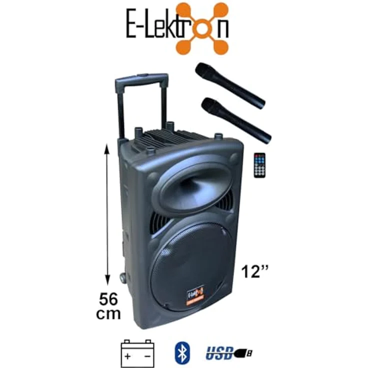 E-Lektron EL30-M 700W Mobile PA Sound Anlage Akku-MP3-USB-SD inkl. Funkmikrofone Soundsystem - EL812660, Bluetooth-Lautsprecher mit integriertem Verstärker, 2-Wege Bassreflex-Technologie, BLUETOOTH 5.0 TWS-Empfänger, FM-Radio, inkl. 2 Funkmikrofone, stabiles ABS-Kunststoffgehäuse - Schwarz – Bild 14