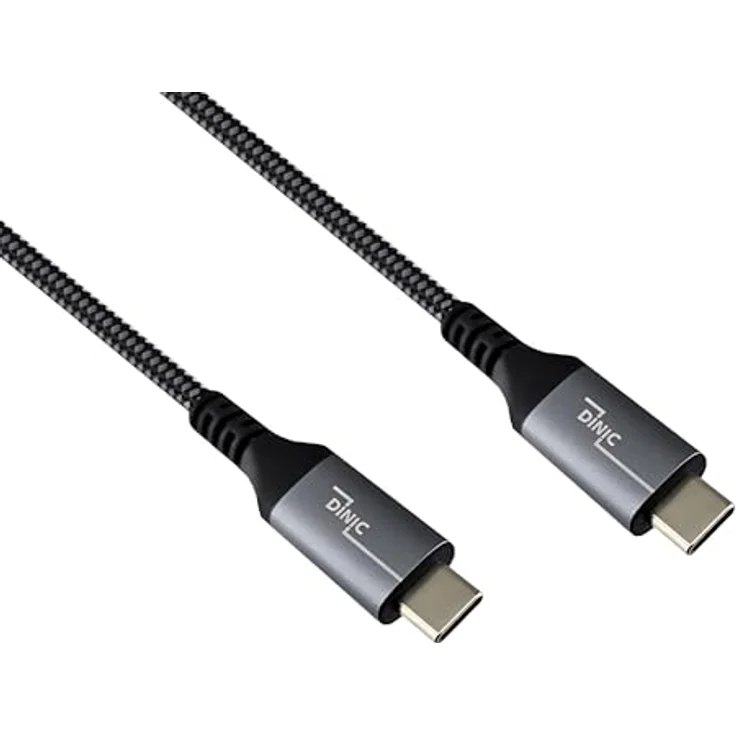DINIC USB-C 4.0 Kabel, 1m, Typ C auf C, PD 240W, 40Gbps, Alu Stecker, Nylon Kabel, schwarz – Bild 1