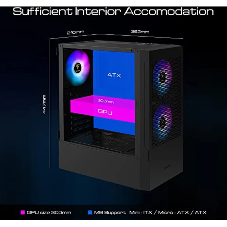GAMDIAS Talos E3 MESH Gaming Miditower Black – Bild 5