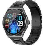 Knauermann PRO 3 (2024) Schwarz - Gesundheitsuhr Smartwatch mit Telefoniefunktion - EKG + HRV und SOS Funktion - AMOLED Display- BT Bluetooth - Schlafapnoe - Titanband Schwarz, 14-24, rund
