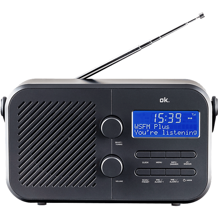 OK. ORD 220 Digitalradio, Digital, DAB, DAB+, FM, Schwarz