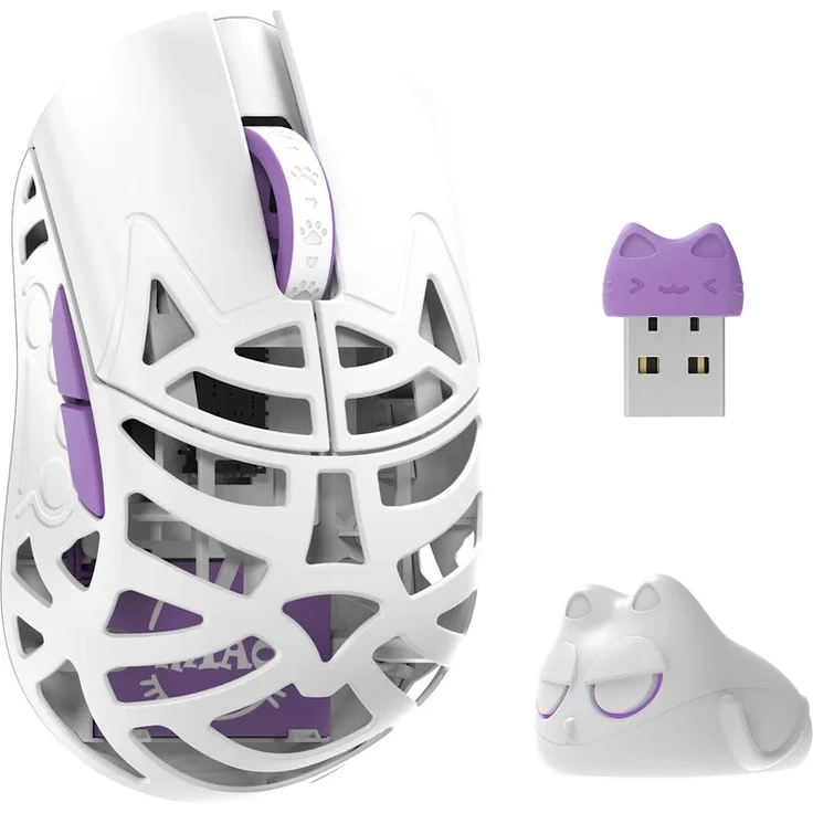 WLMouse Beast Miao Gaming Maus, kabellos, ultraleicht mit Omron Optical Switches, 8.000 Hz Abtastrate, weiß
