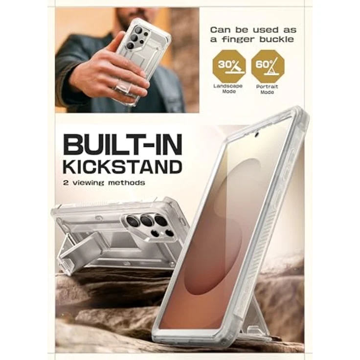 SupCase für Samsung Galaxy S25 Ultra Hülle Bumper Case mit 2 Vorderseite (Durchsichtig) - [UBPro] 360 Grad Schutz, 20 Fuß Falltest, Ständerfunktion, Gürtelclip – Bild 4