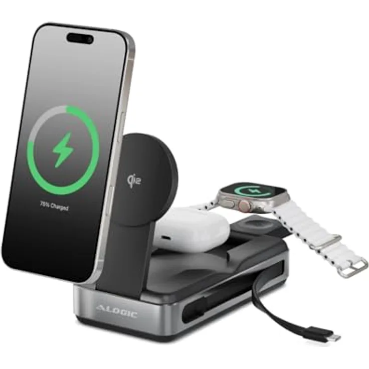 Alogic Roam 6-in-1 Power Bank 20000mAh, 100W USB-C und kabelloses Laden, Schwarz