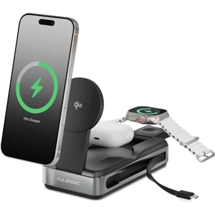 Alogic Roam 6-in-1 Power Bank 20000mAh, 100W USB-C und kabelloses Laden, Schwarz – Bild 1