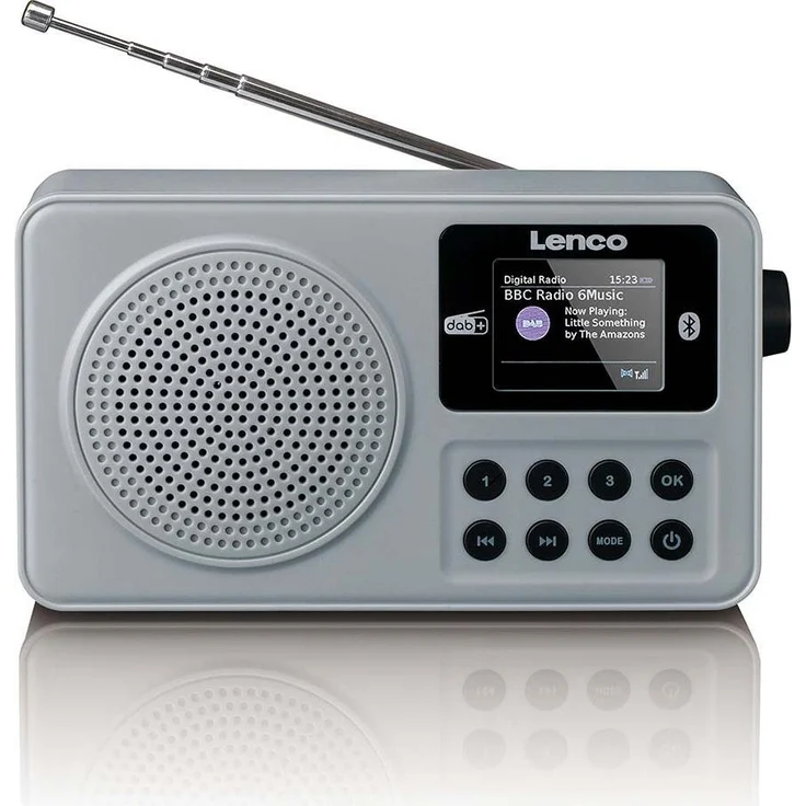 Lenco PDR-034GY, Tragbares DAB+/FM-Radio mit Bluetooth 5.3 und 10 Stunden Akkulaufzeit, Grau