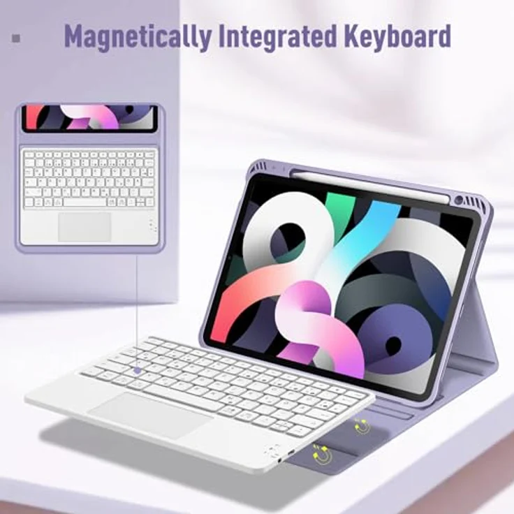 Fintie Tastatur Hülle für iPad Air 5. Generation 2022 / iPad Air 4. Generation 2020, iPad Air 10.9 mit magnetisch Abnehmbarer Deutscher Tastatur und Touchpad Keyboard mit QWERTZ Layout, Violett – Bild 3