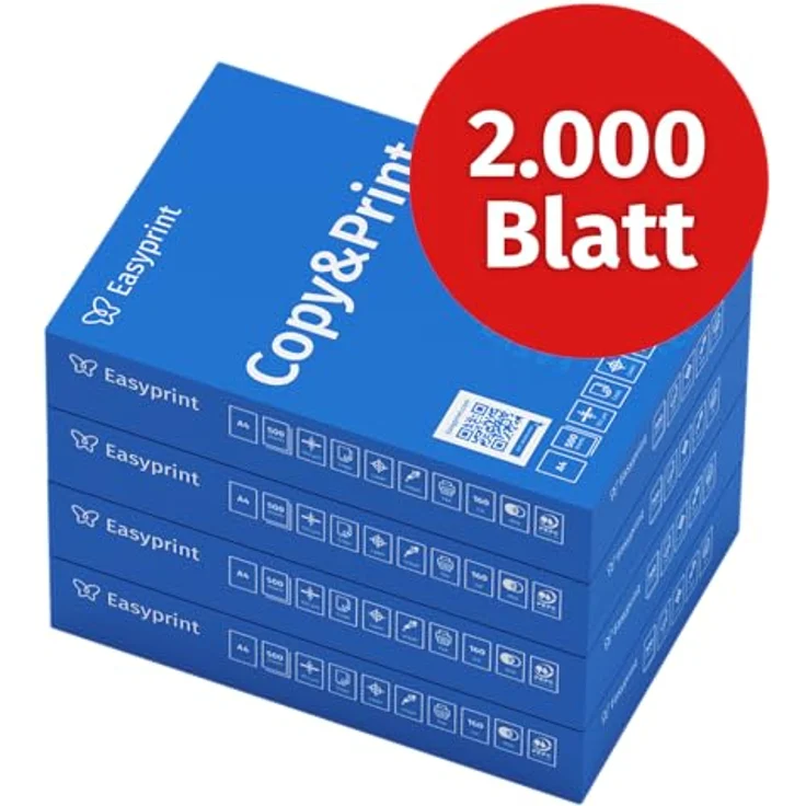 Easyprint Druckerpapier Kopierpapier 2000 Blatt 4 x 500 A4 Premium Hochweiß CIE 160 PEFC Umweltzertifikat – Bild 2