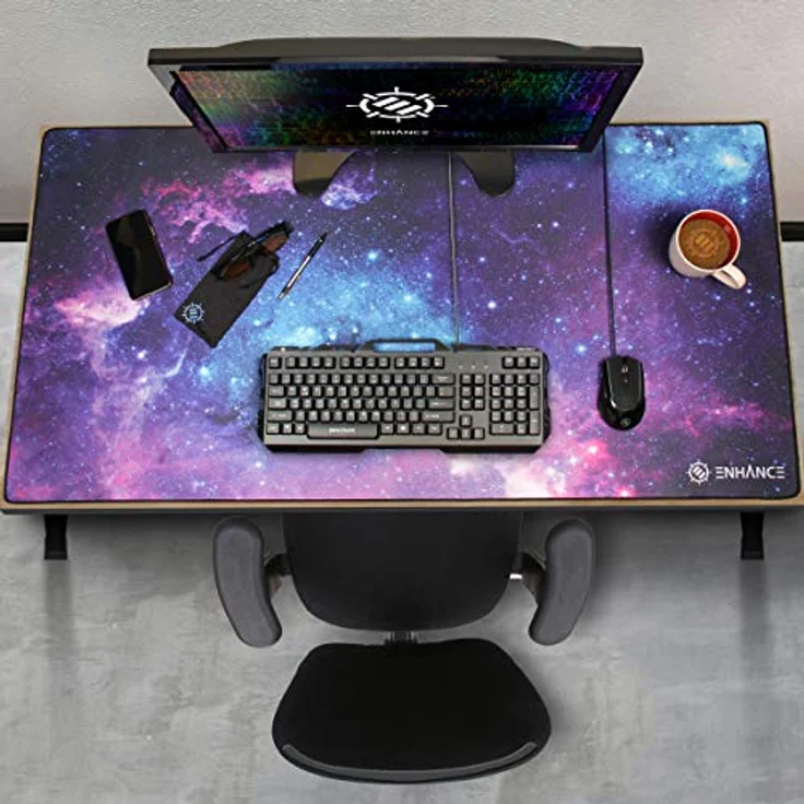 ENHANCE XXXL Gaming Mouspad (122cm x 61cm) mit glatter Tracking-Oberfläche, rutschfestem Gummigriff und Anti-Fray-Stichung - Galaxy – Bild 2