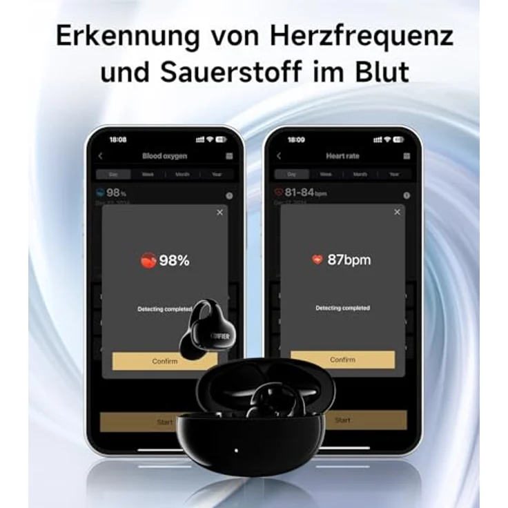 Edifier LolliClip Open-Ear Bluetooth Kopfhörer, Hi-Res LDAC, Adaptive ANC, Gesundheitsüberwachung, IP56, Schwarz – Bild 5