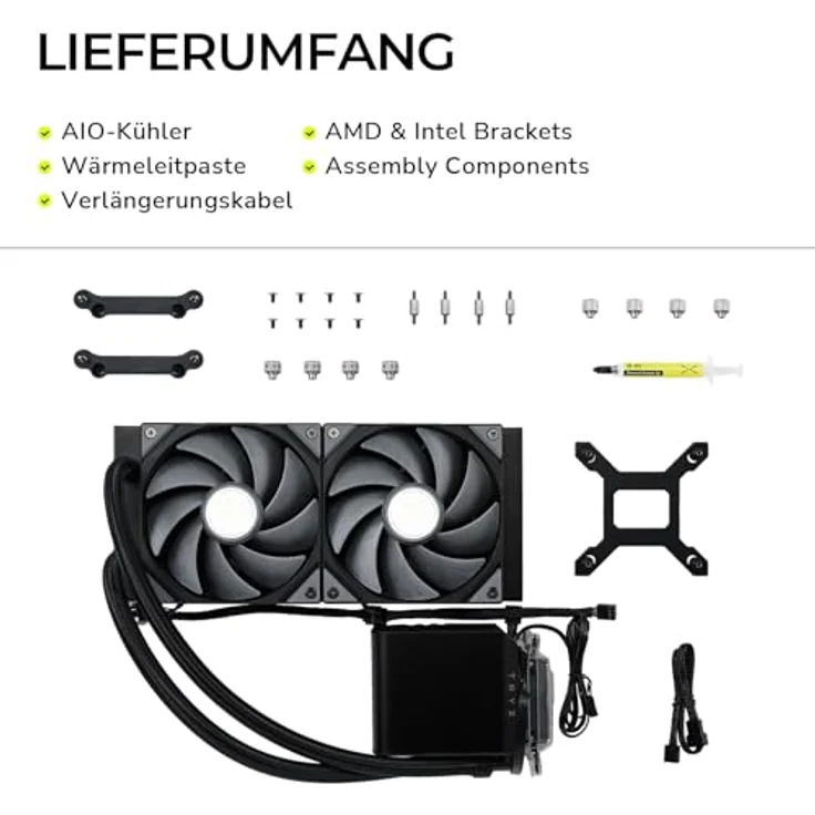 TRYX Panorama, CPU Wasserkühler mit 240 mm Radiator, 2x 120 mm Lüfter, langlebiges Kupferdesign, Schwarz – Bild 8