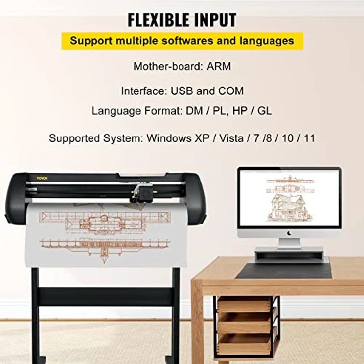 VEVOR Vinyl Schneidemaschine Schneideplotter 720 mm, Schnittgeschwindigkeit 10–800 mm/s, Schnittkraft 10–500 g, mit 5 Vinylrollen und SignMaster-Software, 13,5 kg – Bild 5