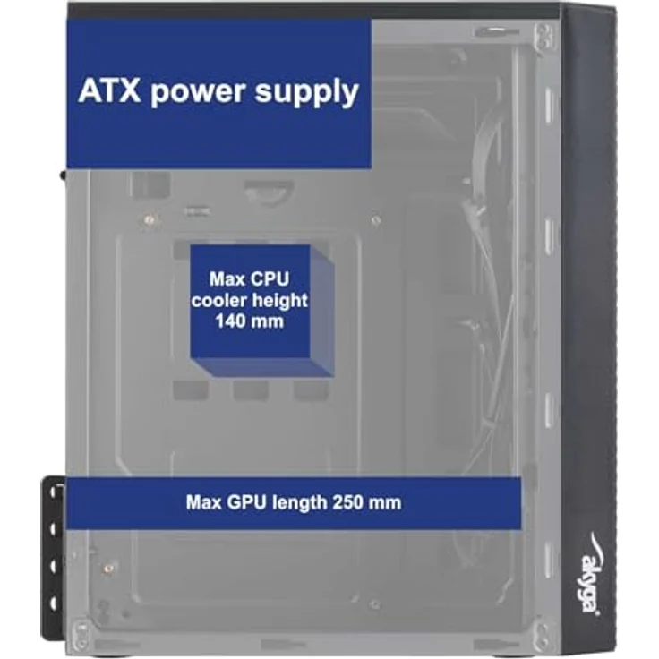 Akyga AK36BK, Micro Tower PC-Gehäuse in Schwarz, kompatibel mit Micro ATX, Flex ATX und Mini ITX, Platz für 3 Festplatten, 2 x USB 3.0/2.0 Anschlüsse – Bild 8