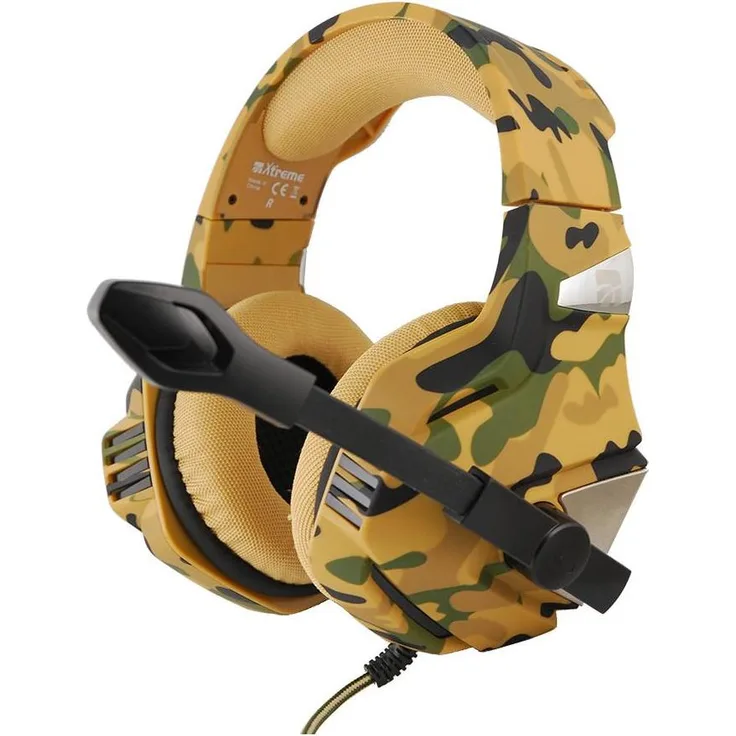 XTREME Xtreme Predator XC300-Pro, kabelgebundenes Gaming-Headset mit geschlossener Bauweise, Komfort-Polsterung und Camouflage-Design