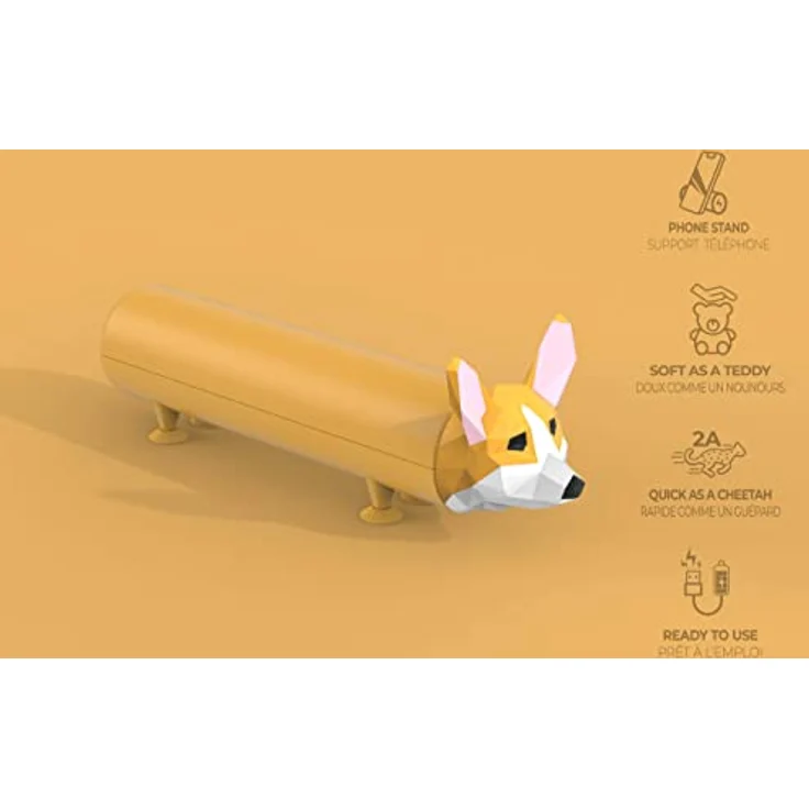 Powerbank Power Pet - Externer Akku für Smartphones - Laden mit 4800 mAh - Ladegerät für 2 Handyakkus - Portable Akkubank mit Soft Touch - 2A Schnelladefunktion - Externe Power Bank Corgi - Mob – Bild 3