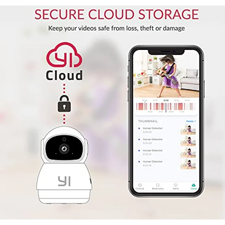 YI Kami Pet Dome Guard, 2K HD Netzwerkkamera mit 125° Weitwinkel, Künstlicher Intelligenz und Zwei-Wege-Audio, Weiss – Bild 7