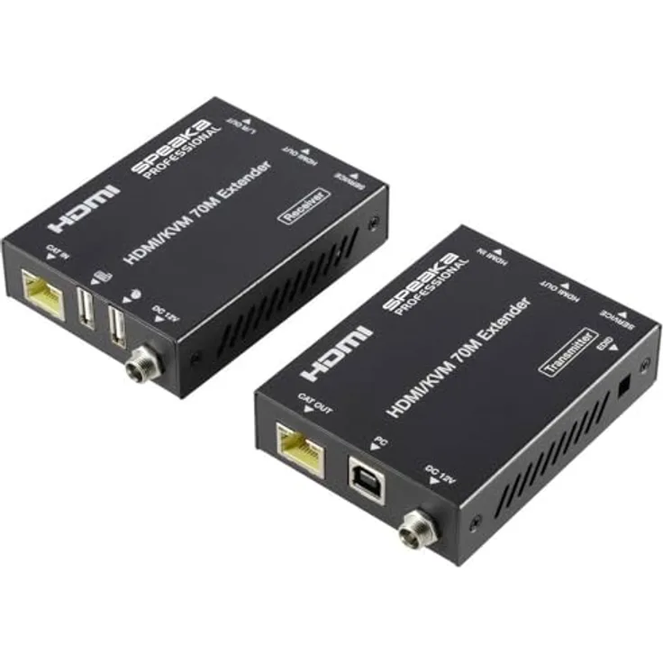SpeaKa Professional SP-11562928 HDMI Extender Set über PC steuerbar 4096 x 2160 Pixel Schwarz (matt)