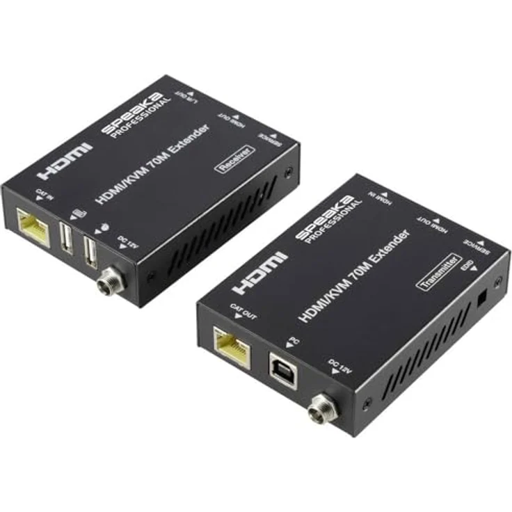 SpeaKa Professional SP-11562928 HDMI Extender Set über PC steuerbar 4096 x 2160 Pixel Schwarz (matt) – Bild 1