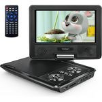 Yoton Portabler DVD-Player YD075, 7.5 Zoll mit Haltepunkt-Speicherfunktion, drehbarem Bildschirm, 4-6 Stunden Akkulaufzeit