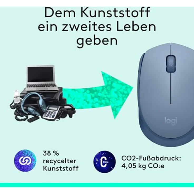 Logitech M171 Wireless Mouse blaugrau, Maus, beidhändig (910-006866) – Bild 5