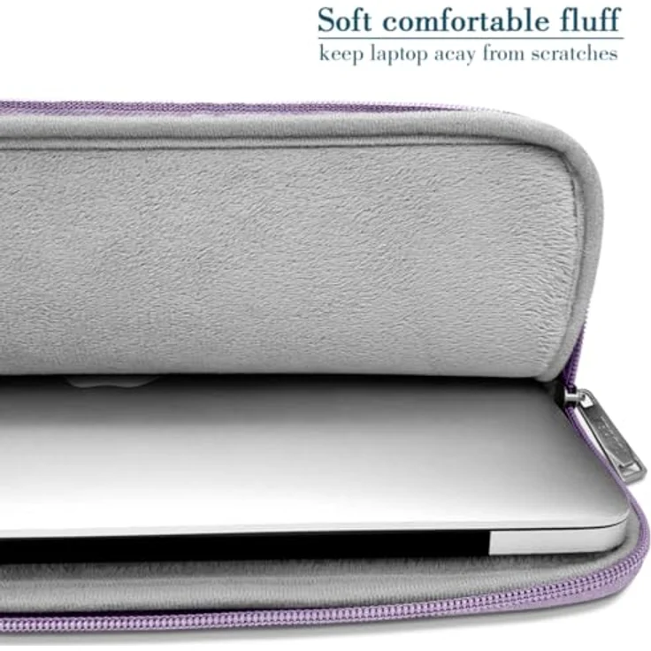 TECOOL 14 Zoll Laptoptasche, wasserdichte Schutzhülle mit 8 mm Polsterung für Lenovo, HP, Acer, Dell, MacBook Air 15, lila – Bild 4